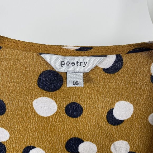 Poetry Wrap Maxi Dress Polka Dot Wedding Summer Holiday Cocktail Yellow Size 16 - Picture 10 of 13